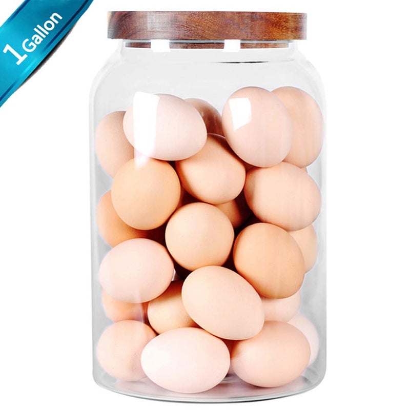 SAIOOL Egg Jar,kitchen canisterï¼Œ 1 Gallon Large Glass Food Storage Jars with Airtight Lid, Clear - Image 2